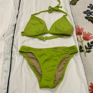 XS Bottom/S top Green J Crew Bikini in great condition!